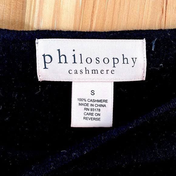 Philosophy 100% Cashmere black grey striped oversize sweater, size S - Picture 3 of 4